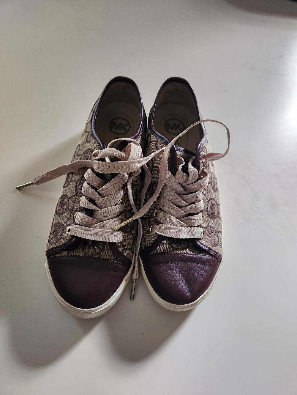 Womens' Michael Kors Beige Logo Canvas Sneakers